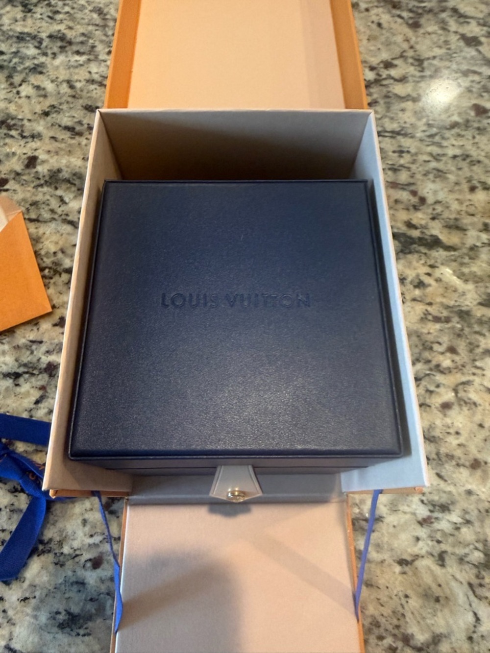 Louis Vuitton Navy Embossed Jewelry Box